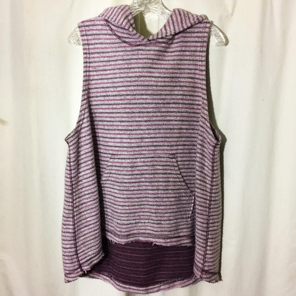 Free people oversized stripe hooded top purple